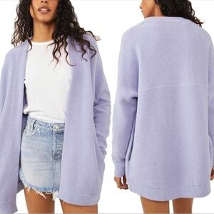 NWT FREE PEOPLE Ottoman Knit Open front Cadigan in Lavender women S oversized